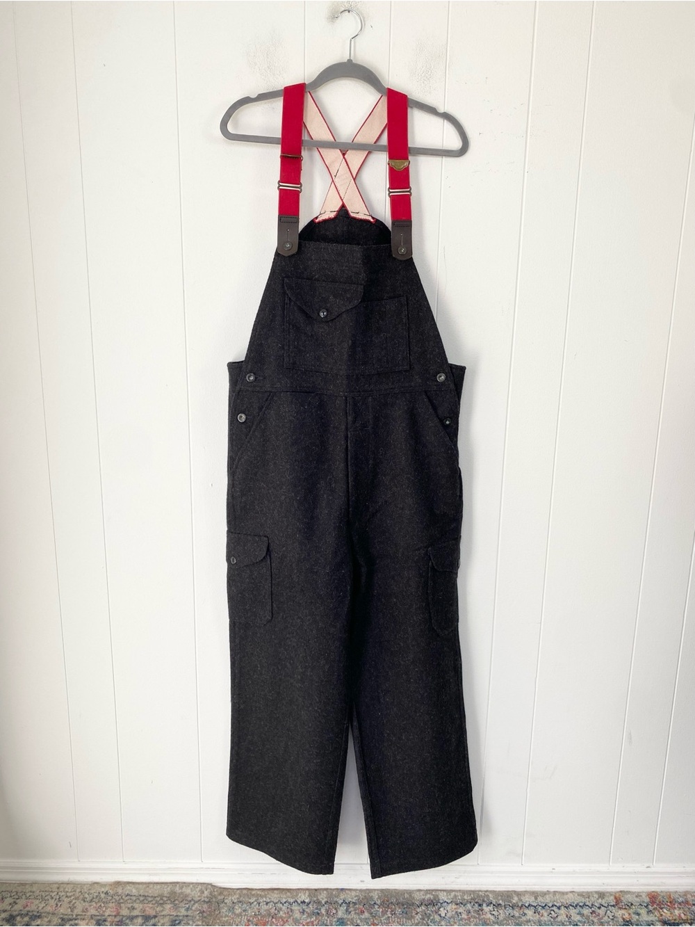Filson Mackinaw Wool Charcoal Grey Bib Pants Style 88 Dungaree Pantaloon USA 36
